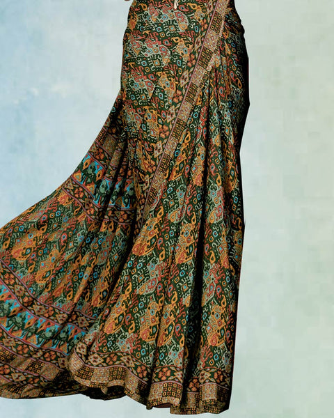 Parsley Green Digital Print Premium Crepe Saree