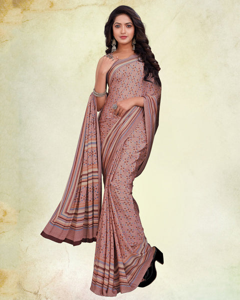 Light Mauve And Dusky Pink Digital Print Premium Crepe Saree