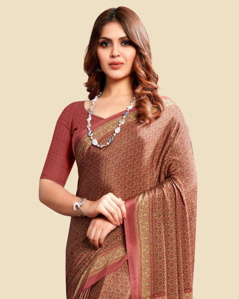 Matrix Red Printed Digital Print Crepe Saree