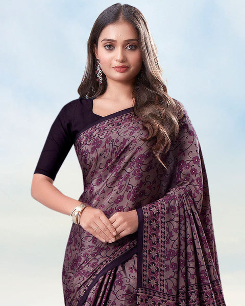 Old Mauve And Dusty Pink Digital Print Premium Crepe Saree