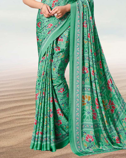 Summer Green Digital Print Premium Crepe Saree
