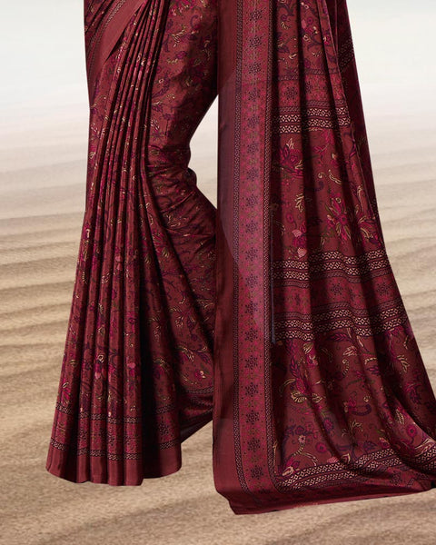 Smoky Pink Digital Print Premium Crepe Saree