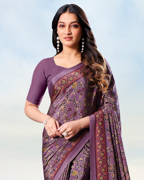 Twilight Lavender Digital Print Premium Crepe Saree