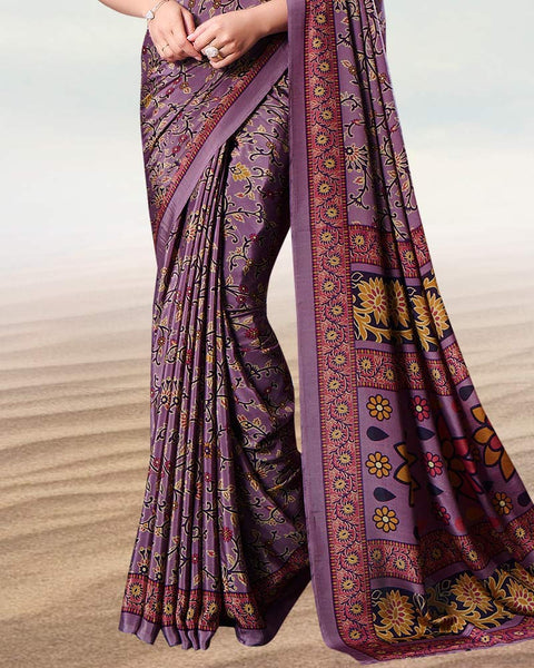 Twilight Lavender Digital Print Premium Crepe Saree