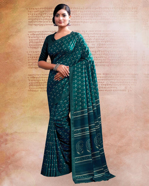 Sherpa Blue Printed Poly Cotton Saree