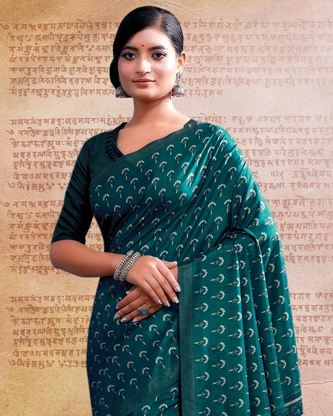 Sherpa Blue Printed Poly Cotton Saree