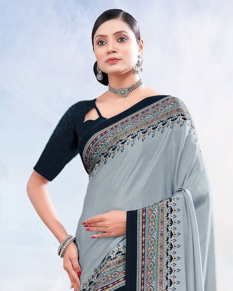 Grey Chateau Printed Digital Print Crepe Saree
