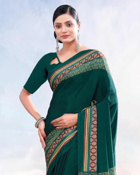 Deep Sea Green Printed Digital Print Crepe Saree