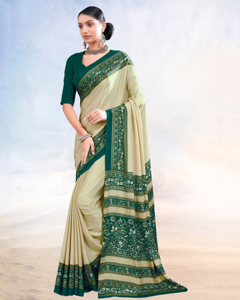 Earl Green Printed Digital Print Crepe Saree