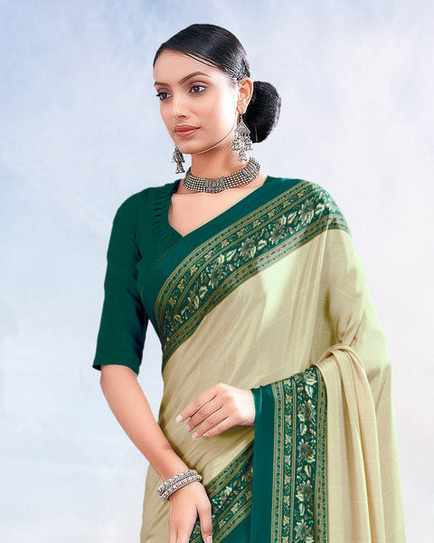 Earl Green Printed Digital Print Crepe Saree