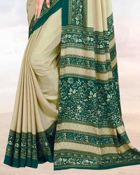 Earl Green Printed Digital Print Crepe Saree