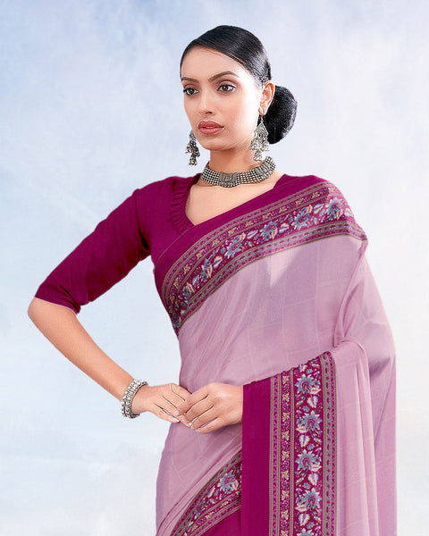 Mauve Printed Digital Print Crepe Saree