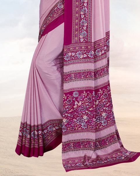 Mauve Printed Digital Print Crepe Saree