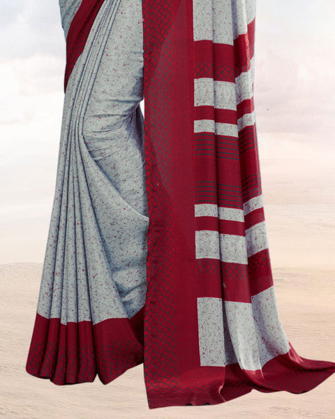 Bud Grey Printed Digital Print Crepe Saree