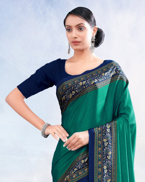 Rama Green Printed Digital Print Crepe Saree