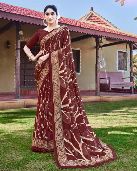 Persian Plum Printed Georgette Saree