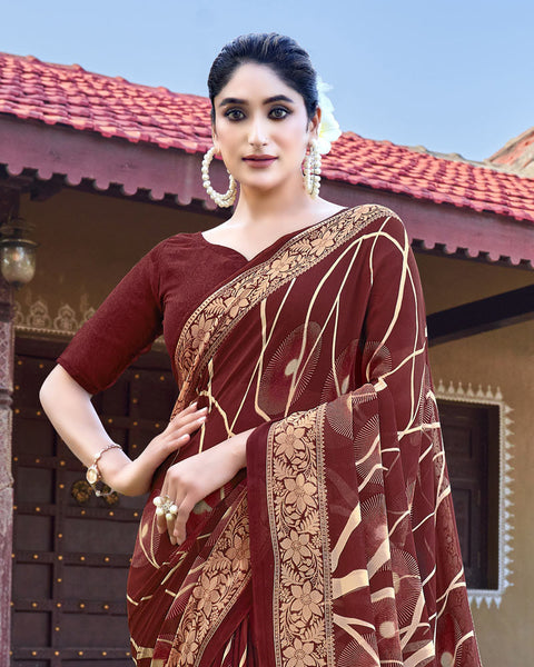 Persian Plum Printed Georgette Saree