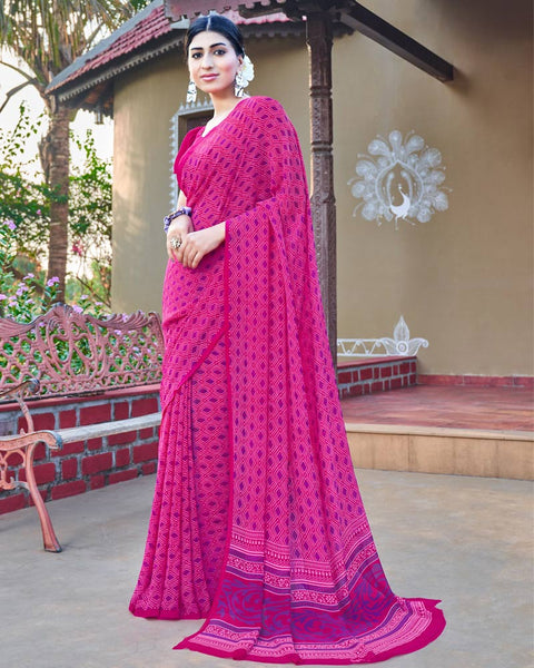 Rani Printed Georgette Saree