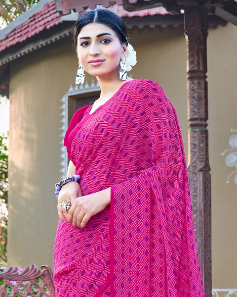 Rani Printed Georgette Saree