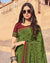 Dark Olive Green Printed Silk Crepe Saree