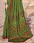 Dark Olive Green Printed Silk Crepe Saree