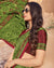 Dark Olive Green Printed Silk Crepe Saree