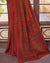 Dark Red Printed Silk Crepe Saree