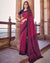 Cerise Pink Printed Silk Crepe Saree