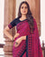 Cerise Pink Printed Silk Crepe Saree