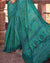 Aqua Green Printed Silk Crepe Saree
