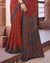 Dark Red Printed Silk Crepe Saree