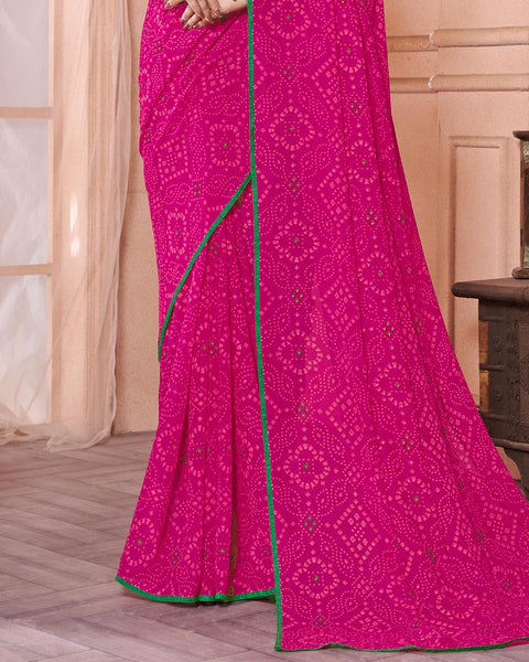 Rani Printed Georgette Saree With Piping