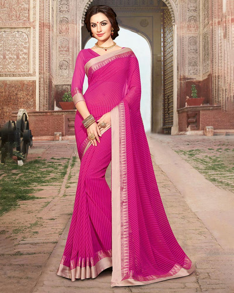 Rani Printed Georgette Saree With Border
