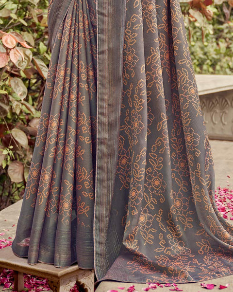 Americano Printed Fancy Chiffon Saree With Core Piping
