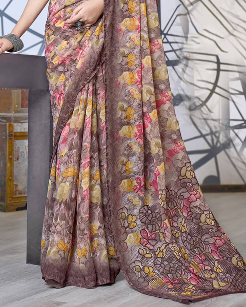 Ferra Pink Digital Print Georgette Saree
